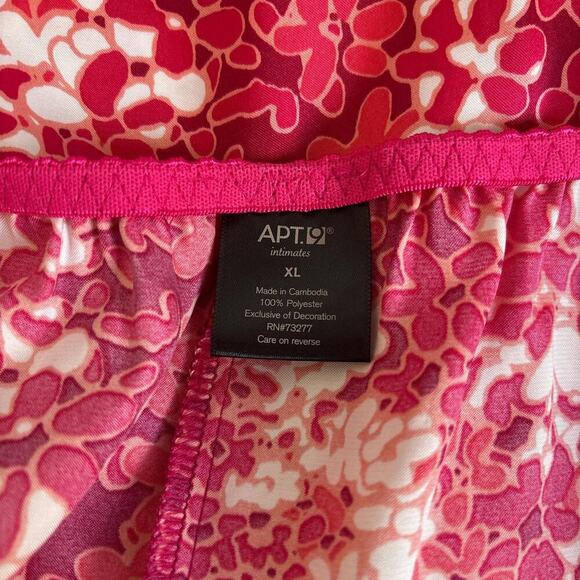 y2k vintage APT. 9 Floral‎ Lace trim pink Satiny flowy slip dress x large - Picture 5 of 5